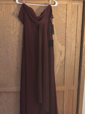 Lulus Splendid Aura Plum Purple Chiffon Pleated Strapless Maxi Dress Size Small